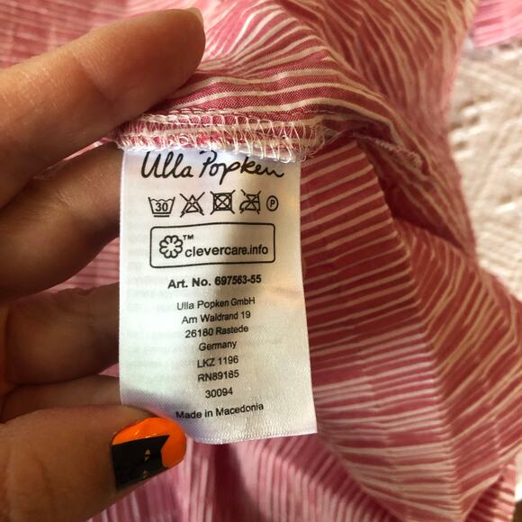 Ulla Popken Red White Seersucker Stripe Button Front Longline Tunic Top 20/22 2X - Picture 7 of 10